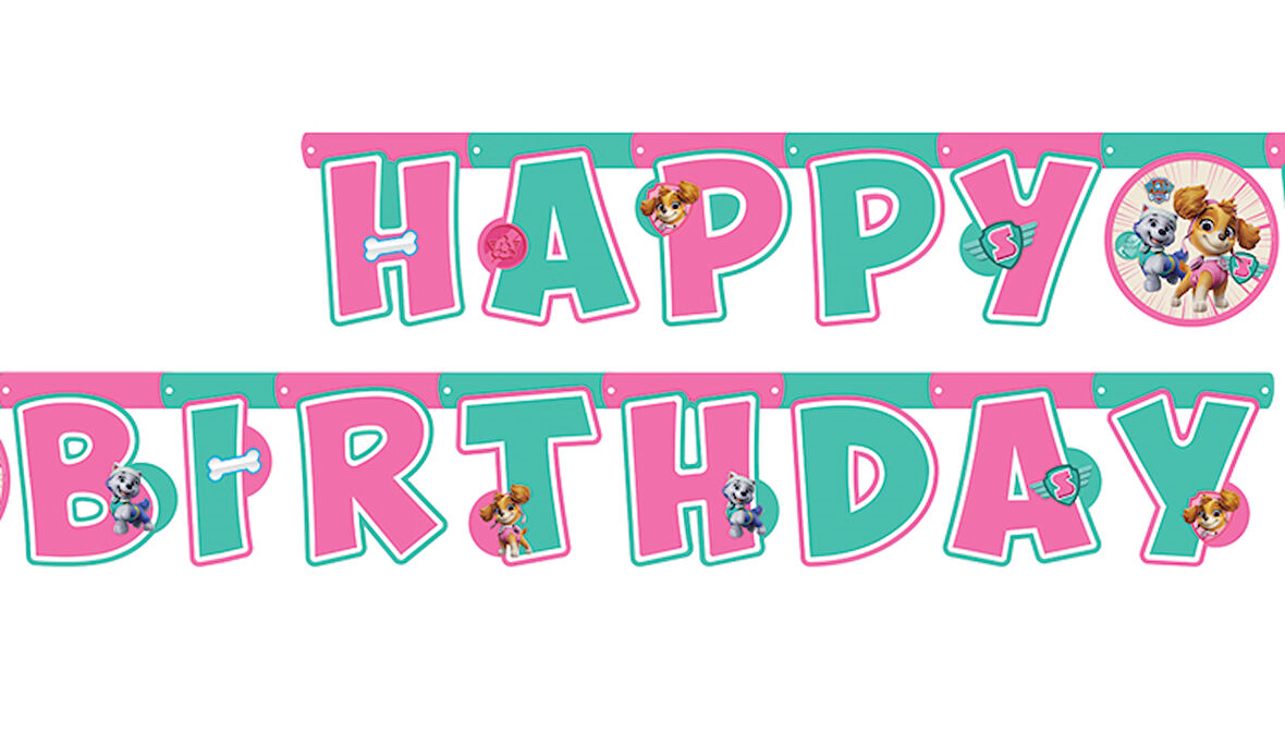 Paw Patrol Skye Temalı Happy Bırthday Uzar Yazı Banner