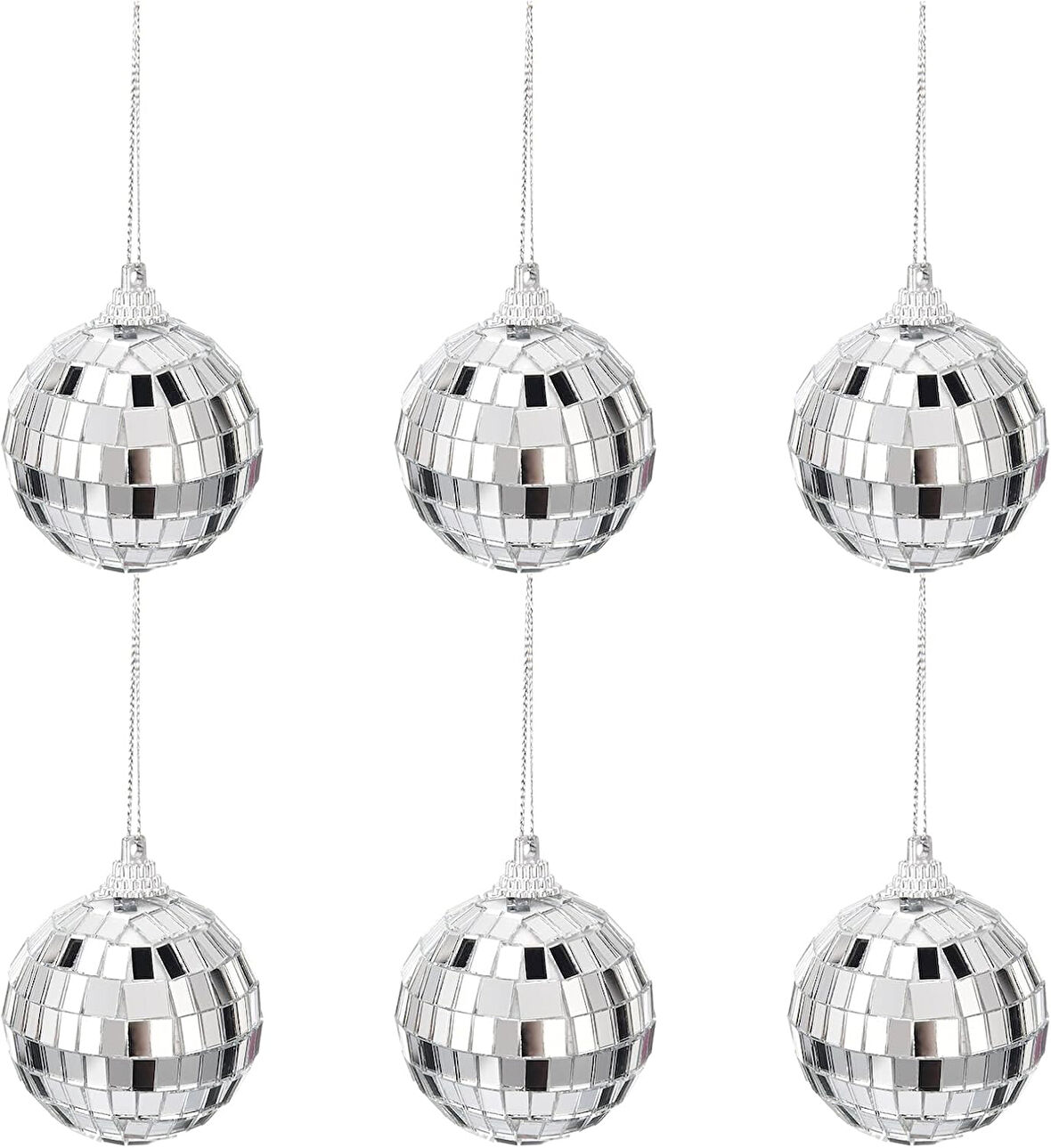 Disco Topu Aynalı Gümüş 4 cm 6 lı