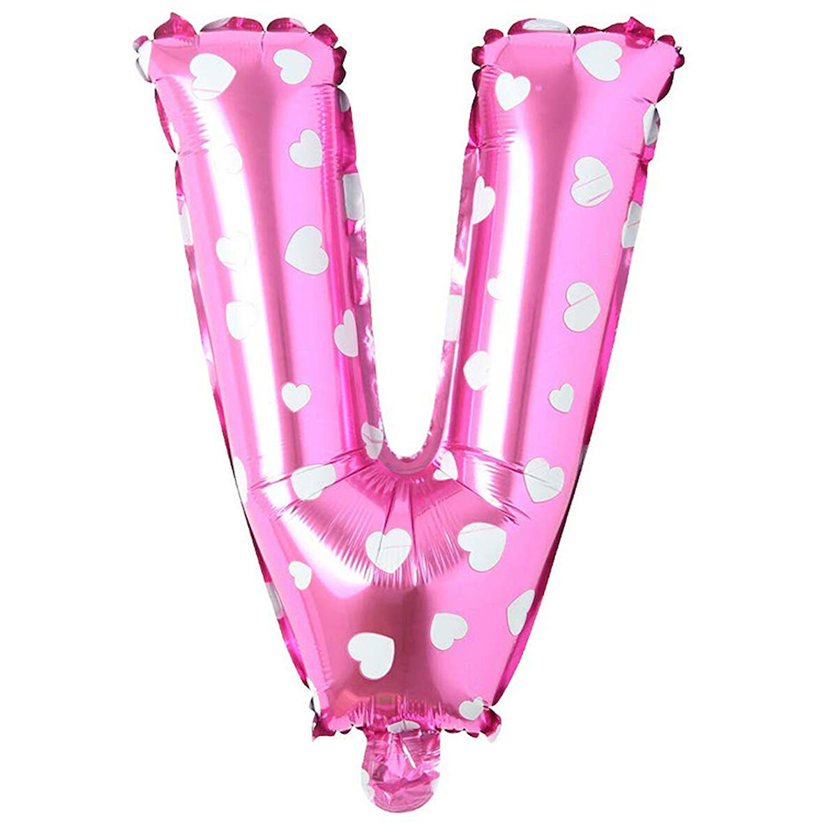 V Harf Pembe Folyo Balon 16 inç 36 cm