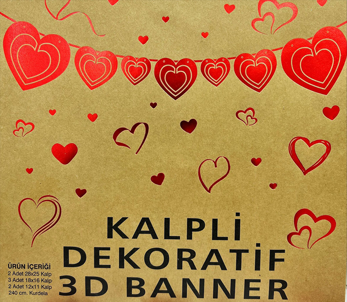 Kalpli Dekoratif 3D Banner Kırmızı 7 li