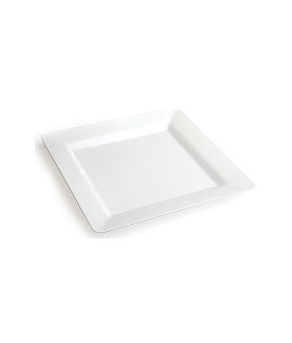 Plastik Porselen Görünümlü Kare Beyaz Tabak 22 cm 10 Adet