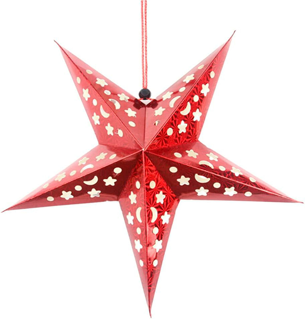 Yıldız 3D Helogramlı Karton 22 Cm Kırmızı