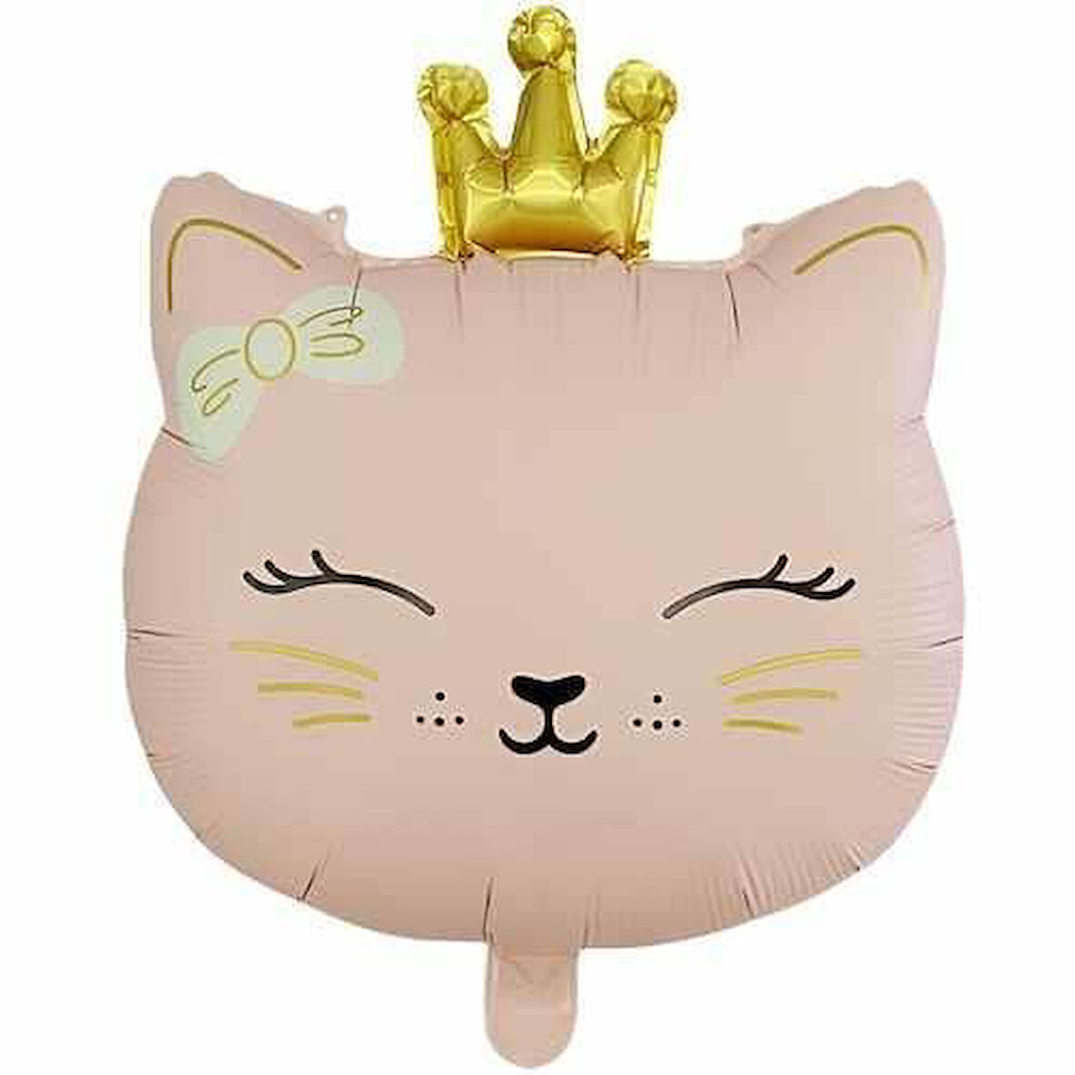 Retro Pembe Taç Detaylı Kedi Folyo Balon 46,5x60 cm