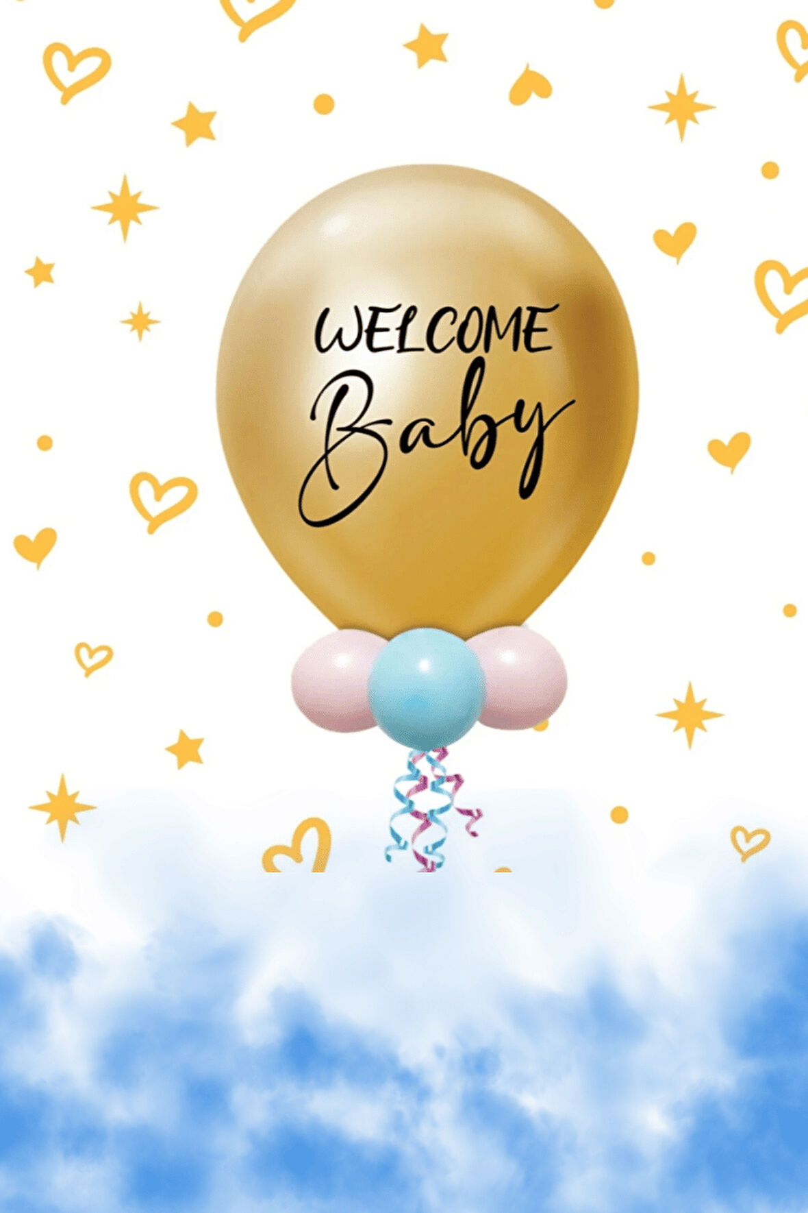 Cinsiyet Partisi Balon Seti Krom Gold Balon Mavi Konfeti 18 inç