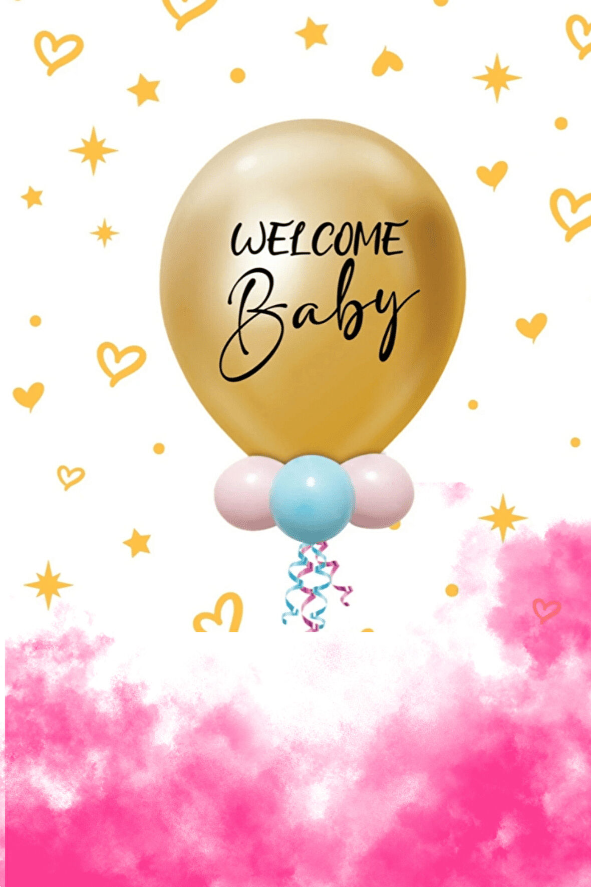 Cinsiyet Partisi Balon Seti Krom Gold Balon Pembe Konfeti 18 inç