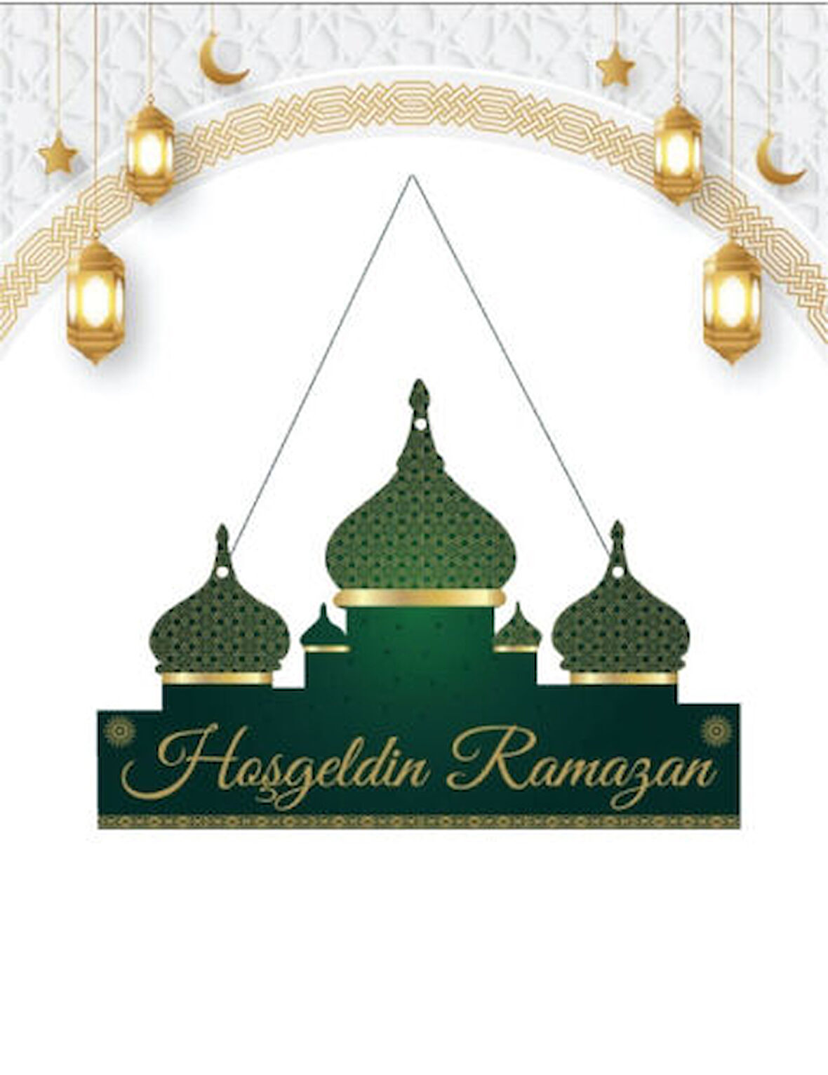 Hoşgeldin Ramazan Varaklı Kapı Süsü Banner 40x30 cm