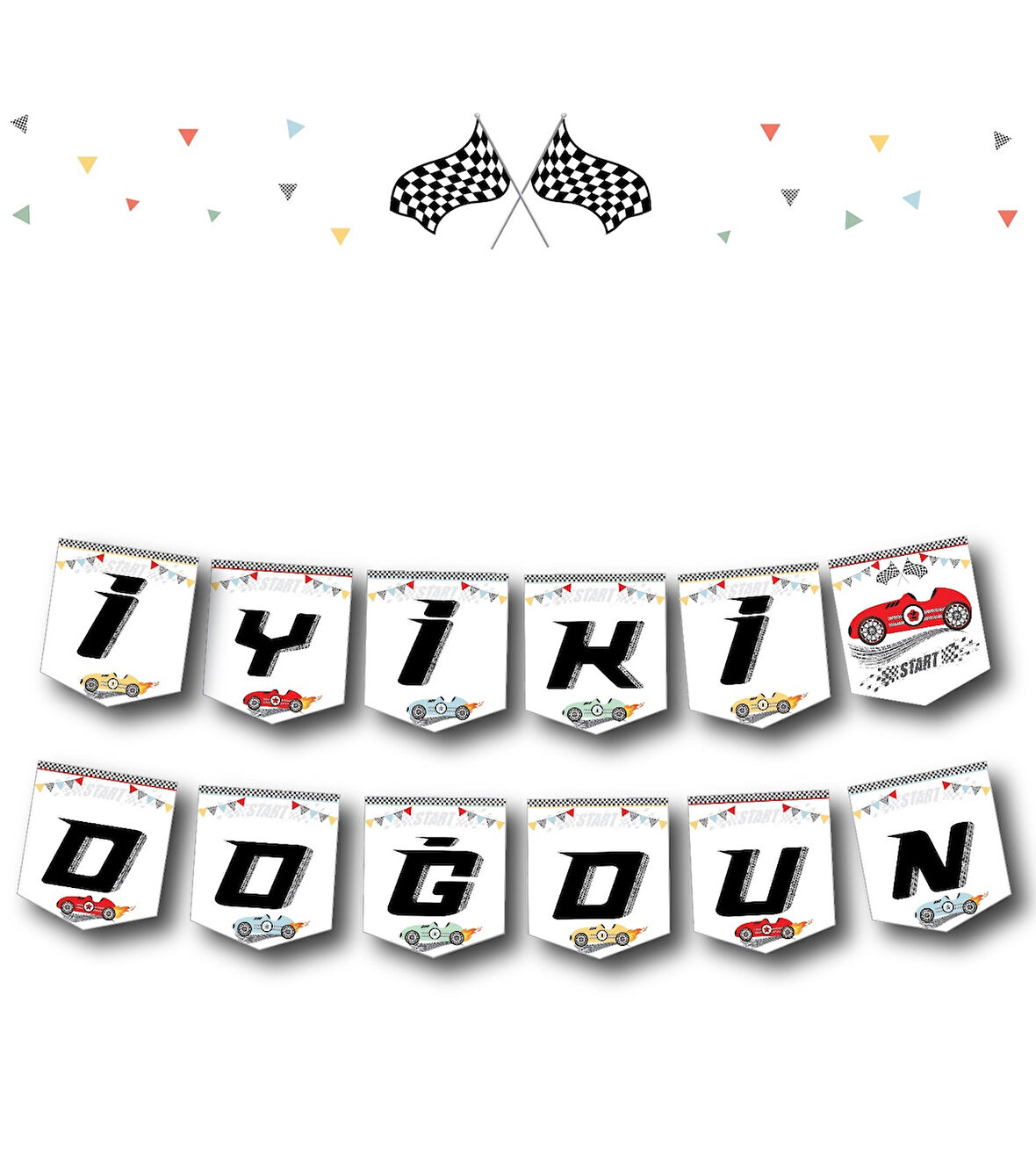 Yarış Arabaları Temalı İyi Ki Doğdun Yazı Banner