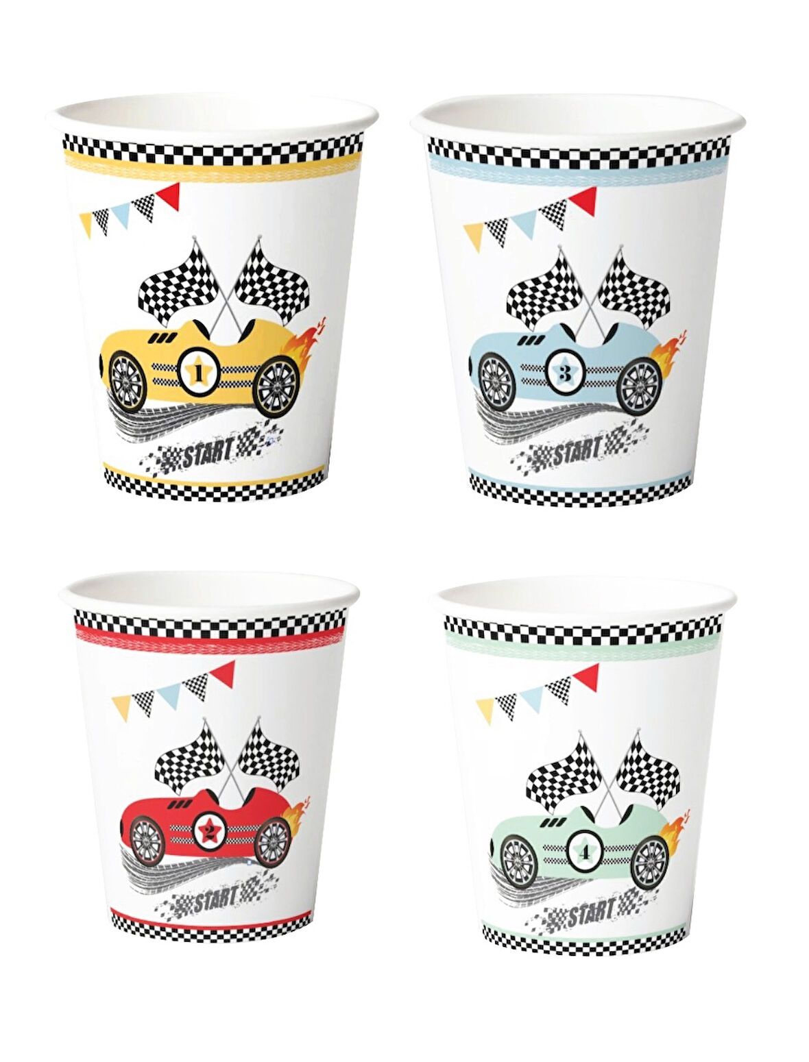 Yarış Arabaları Temalı Karton Bardak 8 Adet