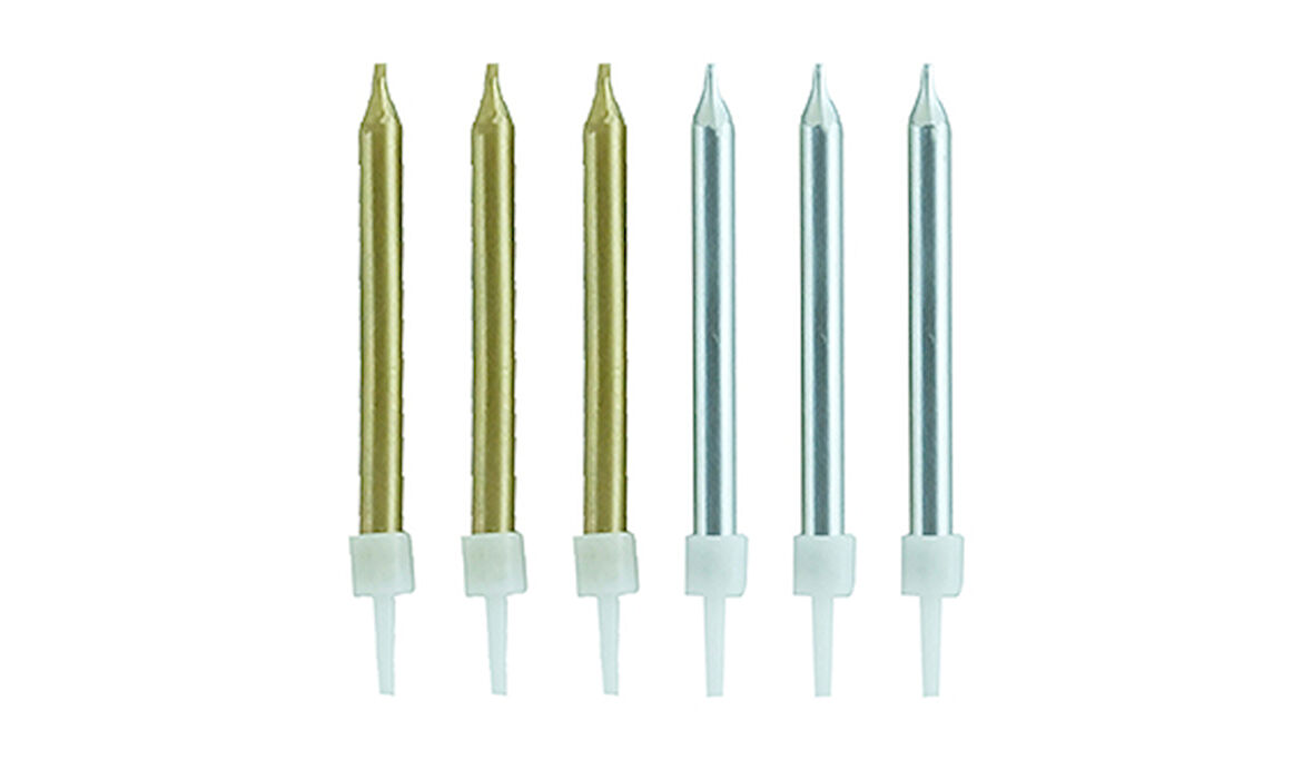 Gold Gümüş Karışık Mum 6 cm 10 Adet