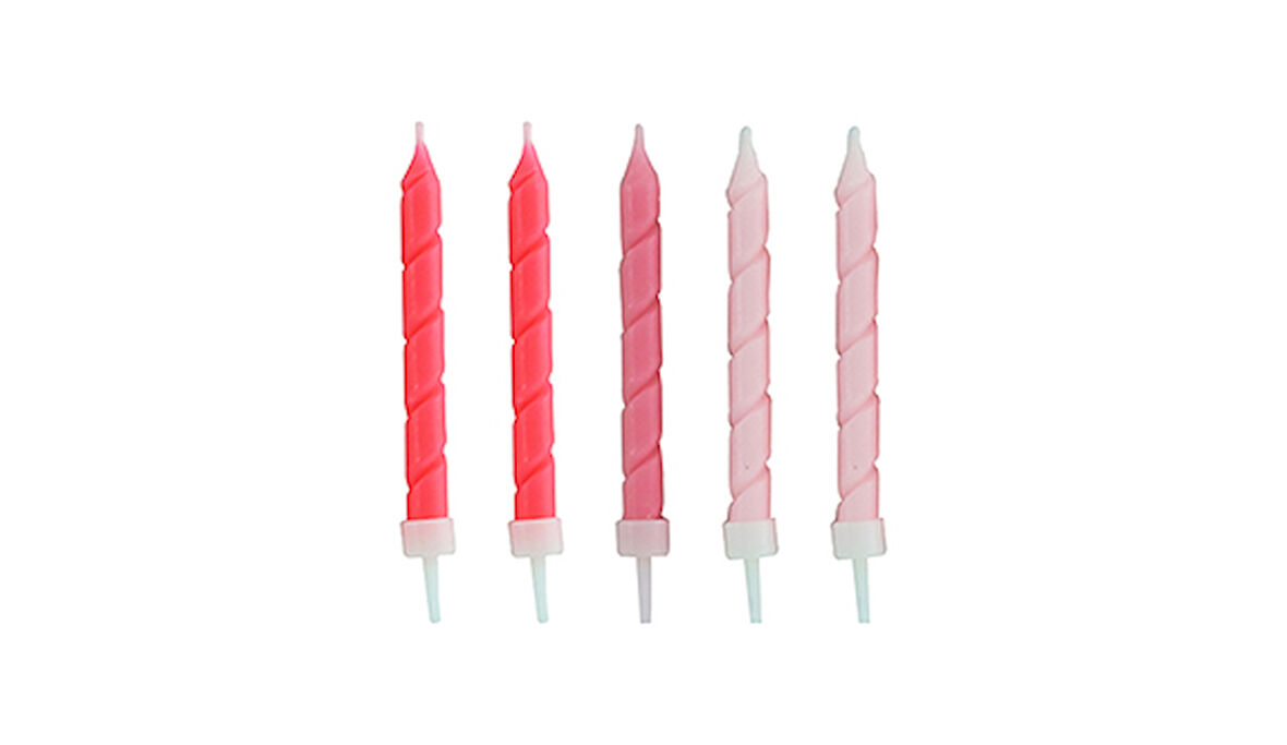 Pembe Renkli Spiral Mum 9 cm 10 Adet