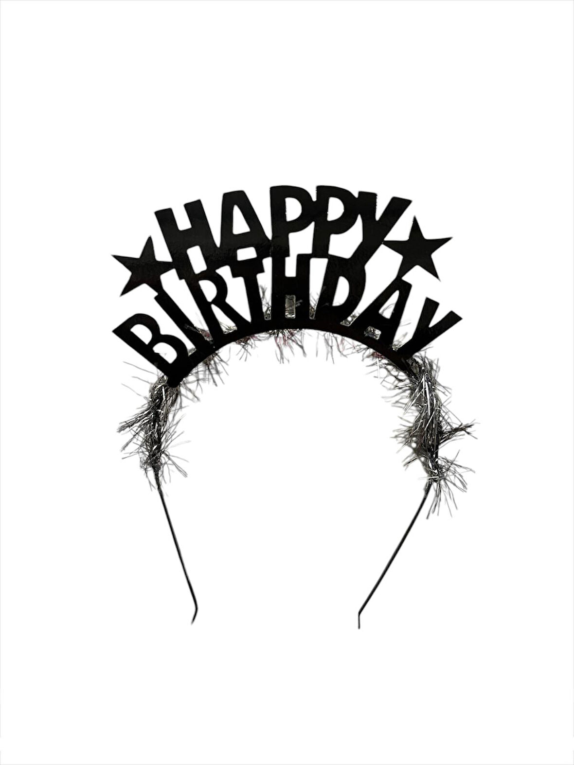 Happy Bırthday Siyah Yazılı Metal Taç