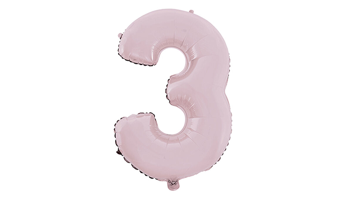 3 Rakam Mat Pembe Folyo Balon 26 inç 66 cm