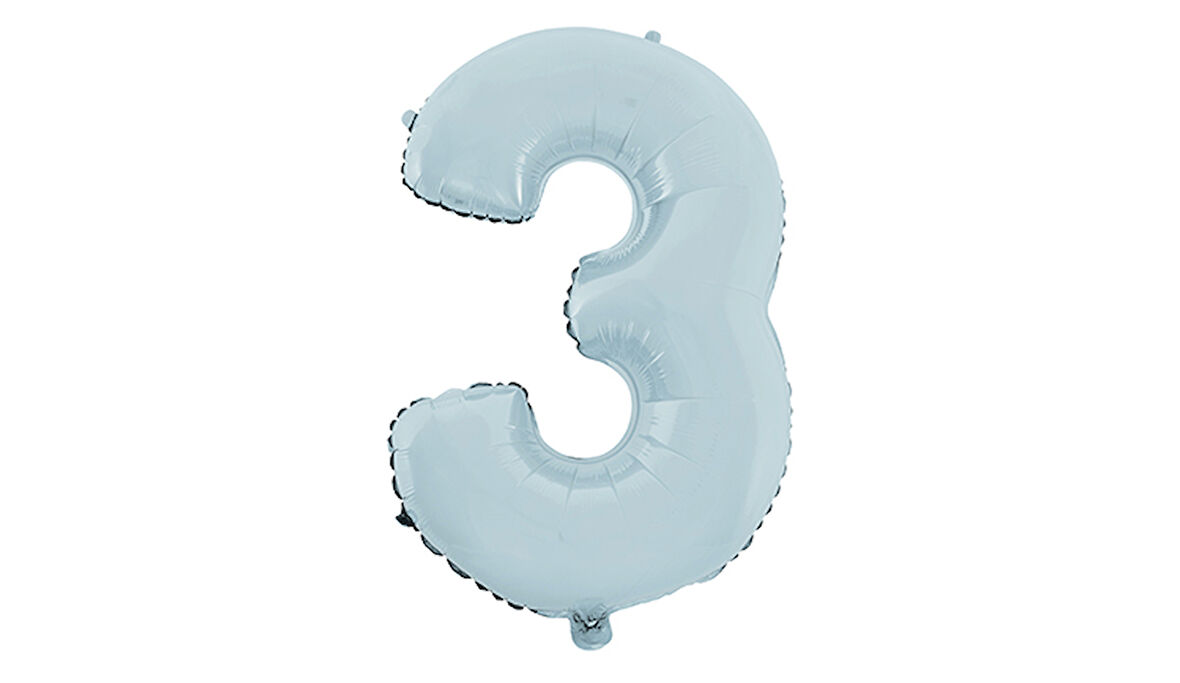 3 Rakam Mat Mavi Folyo Balon 26 inç 66 cm