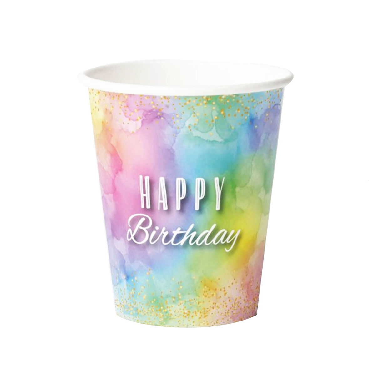 Makaron Happy Birthday Baskılı Karton Bardak 8 Adet