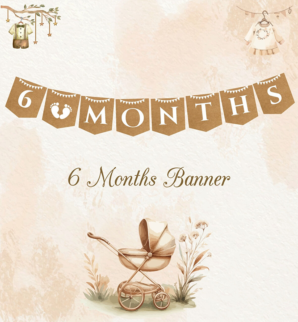 Yarım Yaş Partisi 6 Months Temalı Kraft Banner