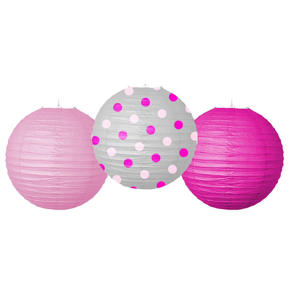 Pembe Kağıt Fener Seti 3 lü 25 cm