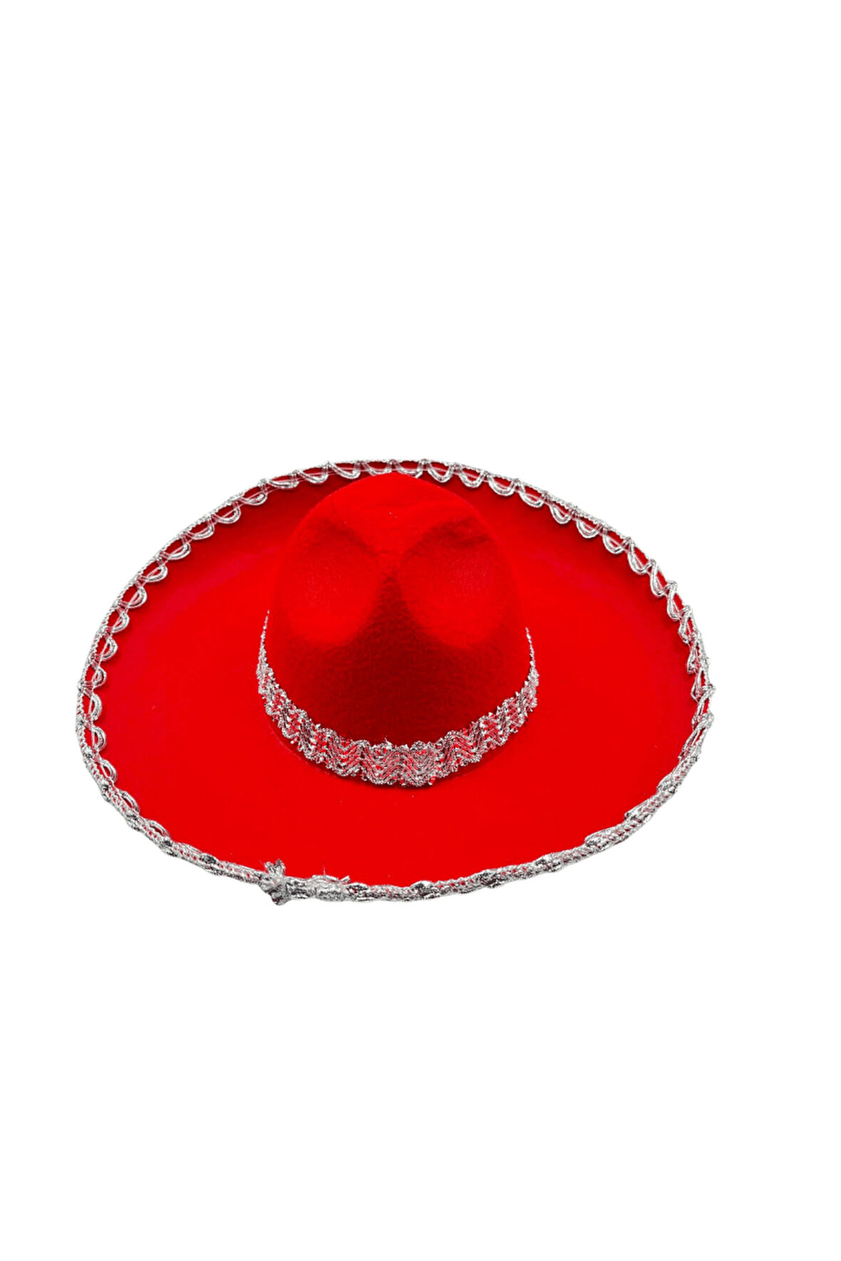 Meksika Küçük Boy Lüks Şapka 36 cm Kırmızı Gümüş