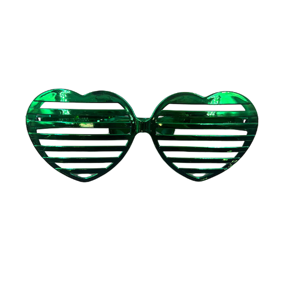 Parti Gözlük Plastik Camsız Panjur Kalp Şekilli Yeşil 14x6 cm