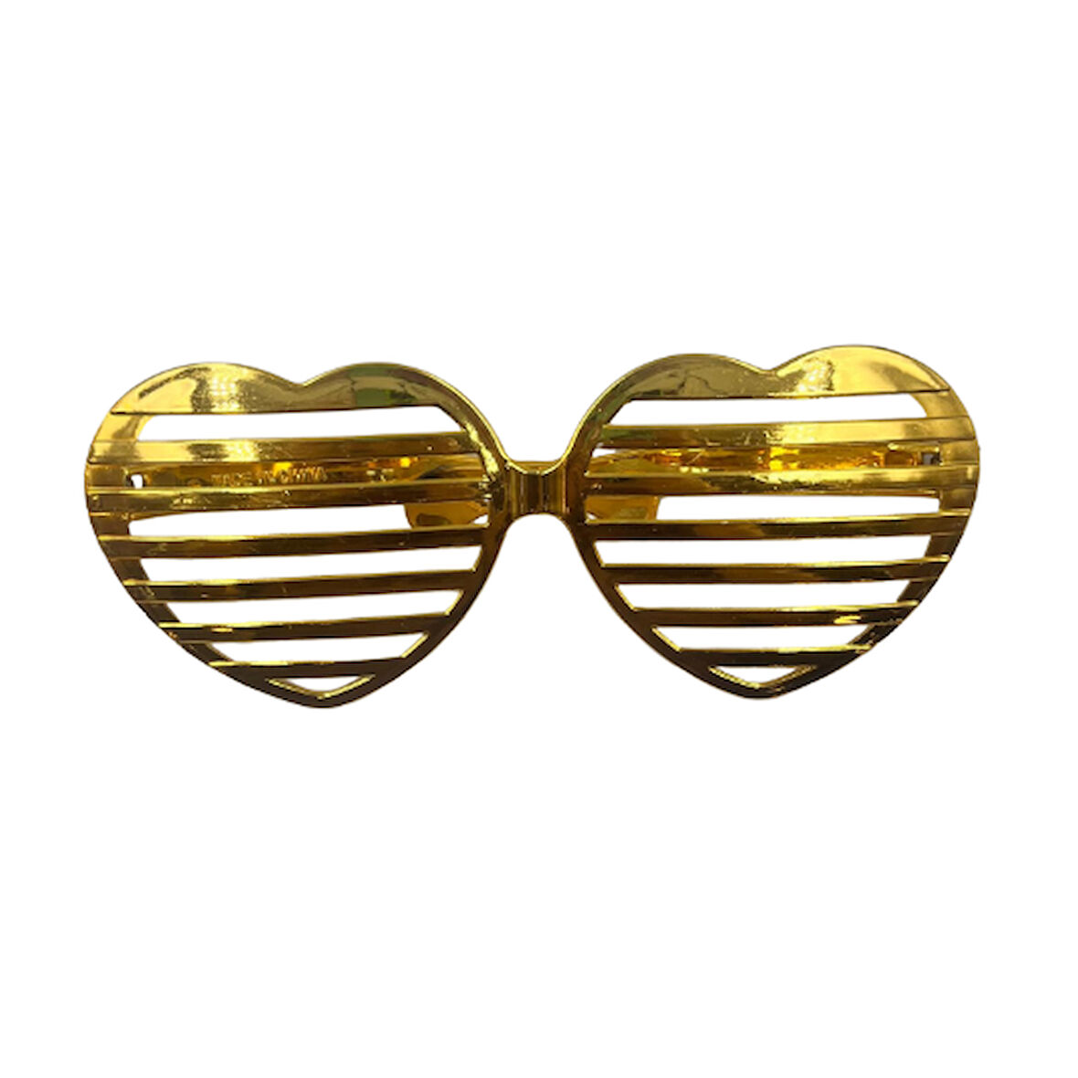 Parti Gözlük Plastik Camsız Panjur Kalp Şekilli Gold 14x6 cm