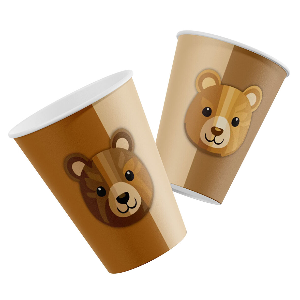 Retro Sevimli Ayı Karton Bardak 8 Adet