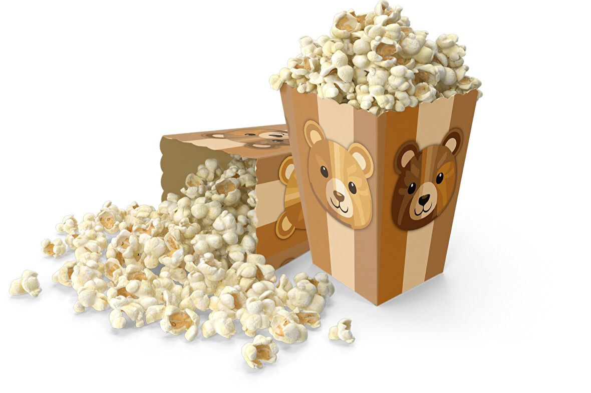 Retro Sevimli Ayı Mısır Kutusu 8 Adet