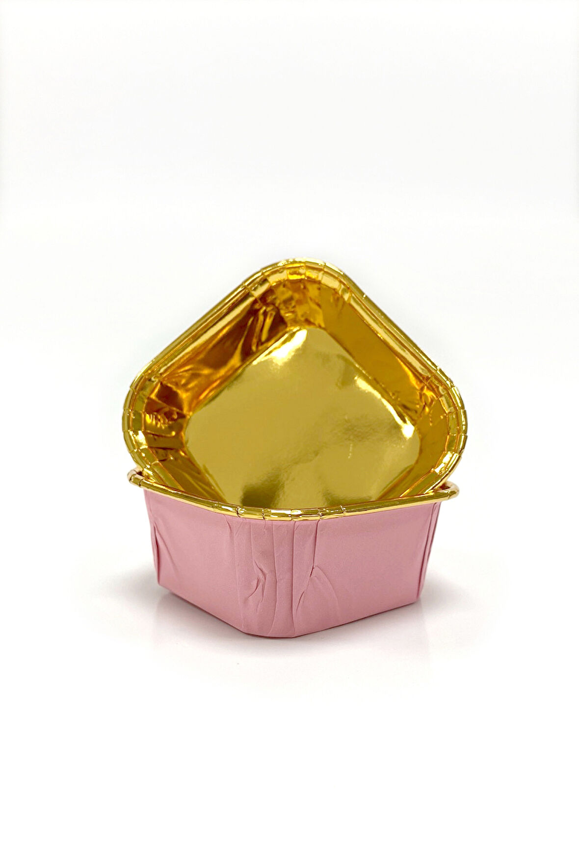 Muffin Kek Kapsül Kare Pembe-Altın 25 Adet