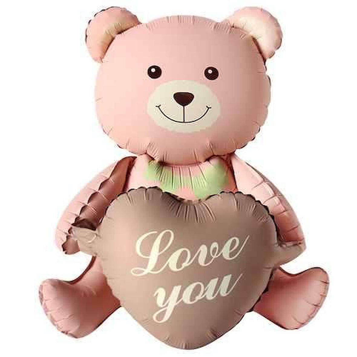 Karamel Kalpli Oturan Ayı Pembe Folyo Balon 51x54 cm