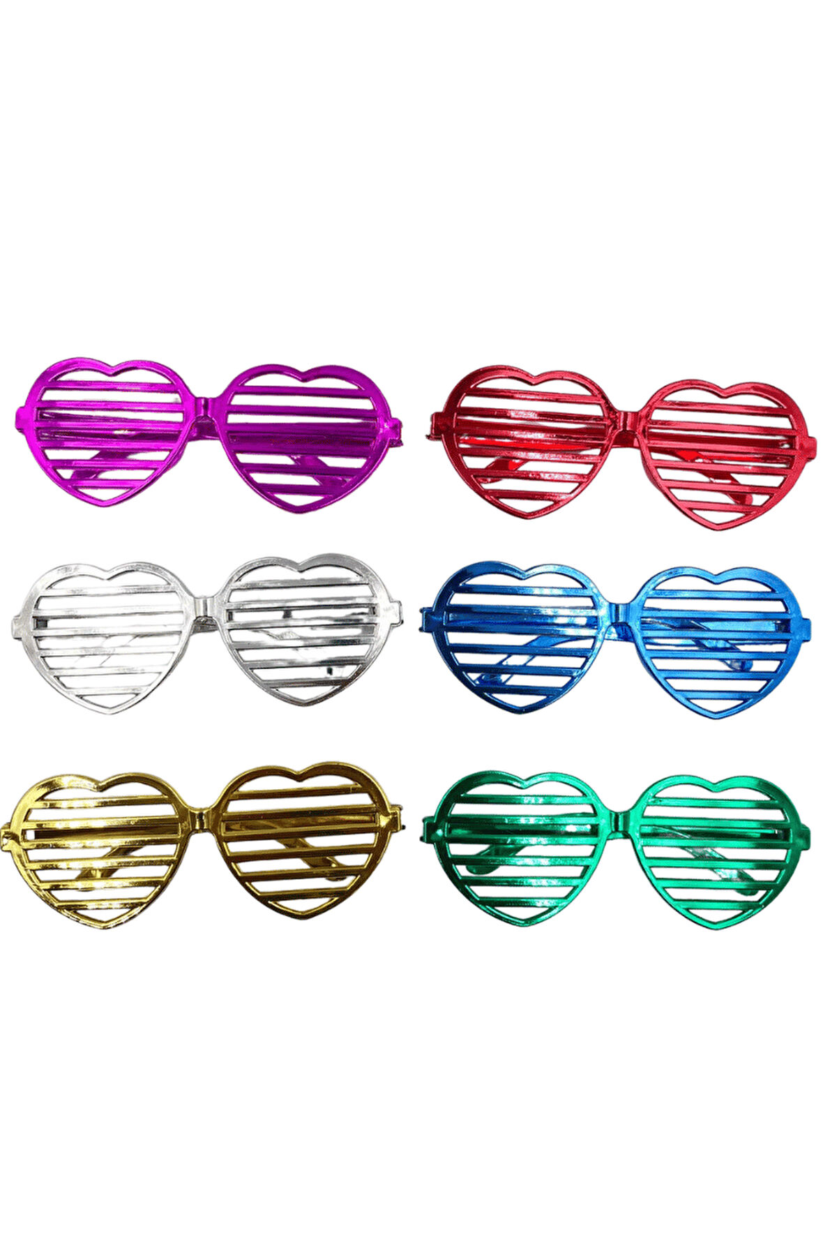 Parti Gözlük Plastik Kalp Panjur  Renkli 12 Adet 14x6 cm