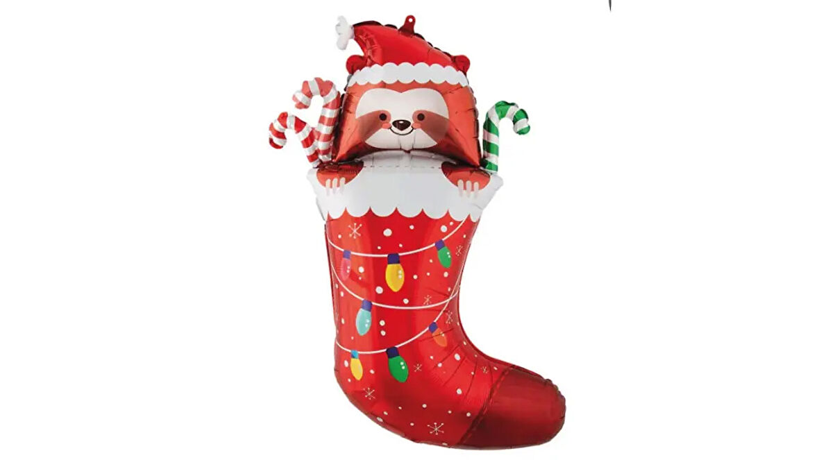 Yılbaşı Noel Çorabı Tilki Folyo Balon 50x75 cm