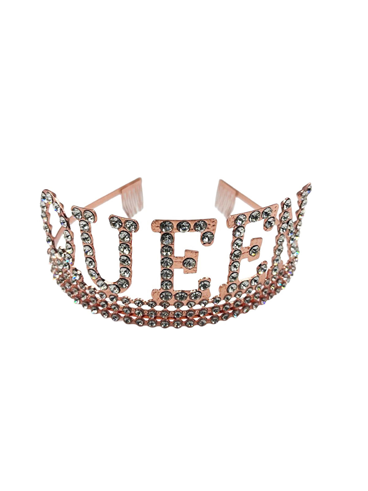 Metal Taşlı Lüks Queen Taç Rose Gold