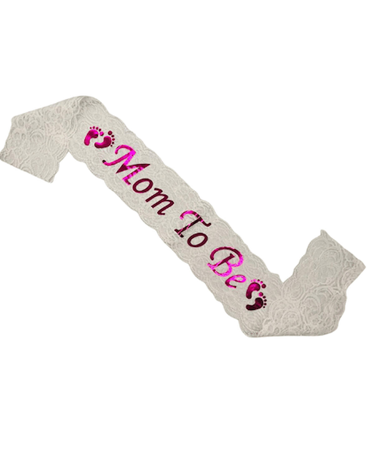 Mom To Be Beyaz Dantelli Pembe Kuşak 9x140 cm