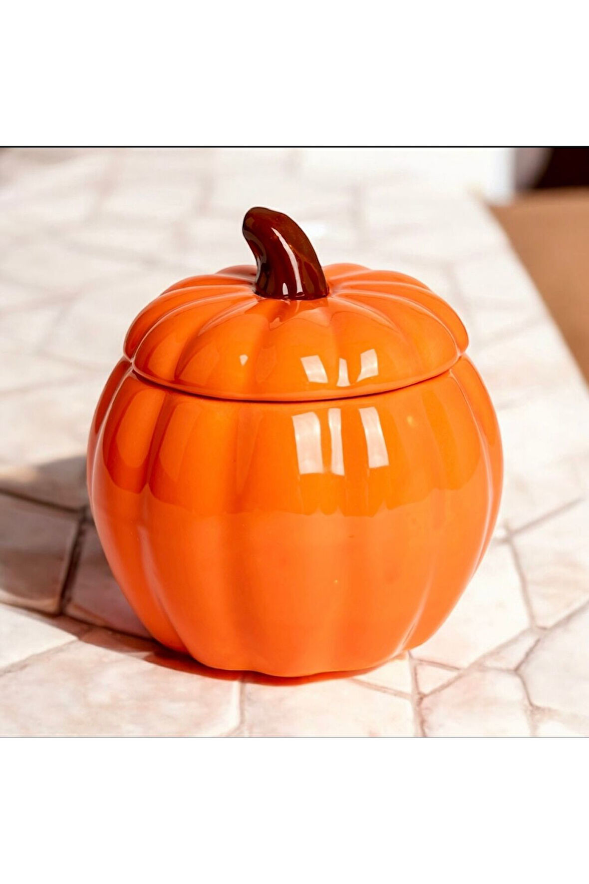 Bal Kabağı Sunumluk - Balkabağı Şekerlik Kase - Doğal El Yapımı Seramik