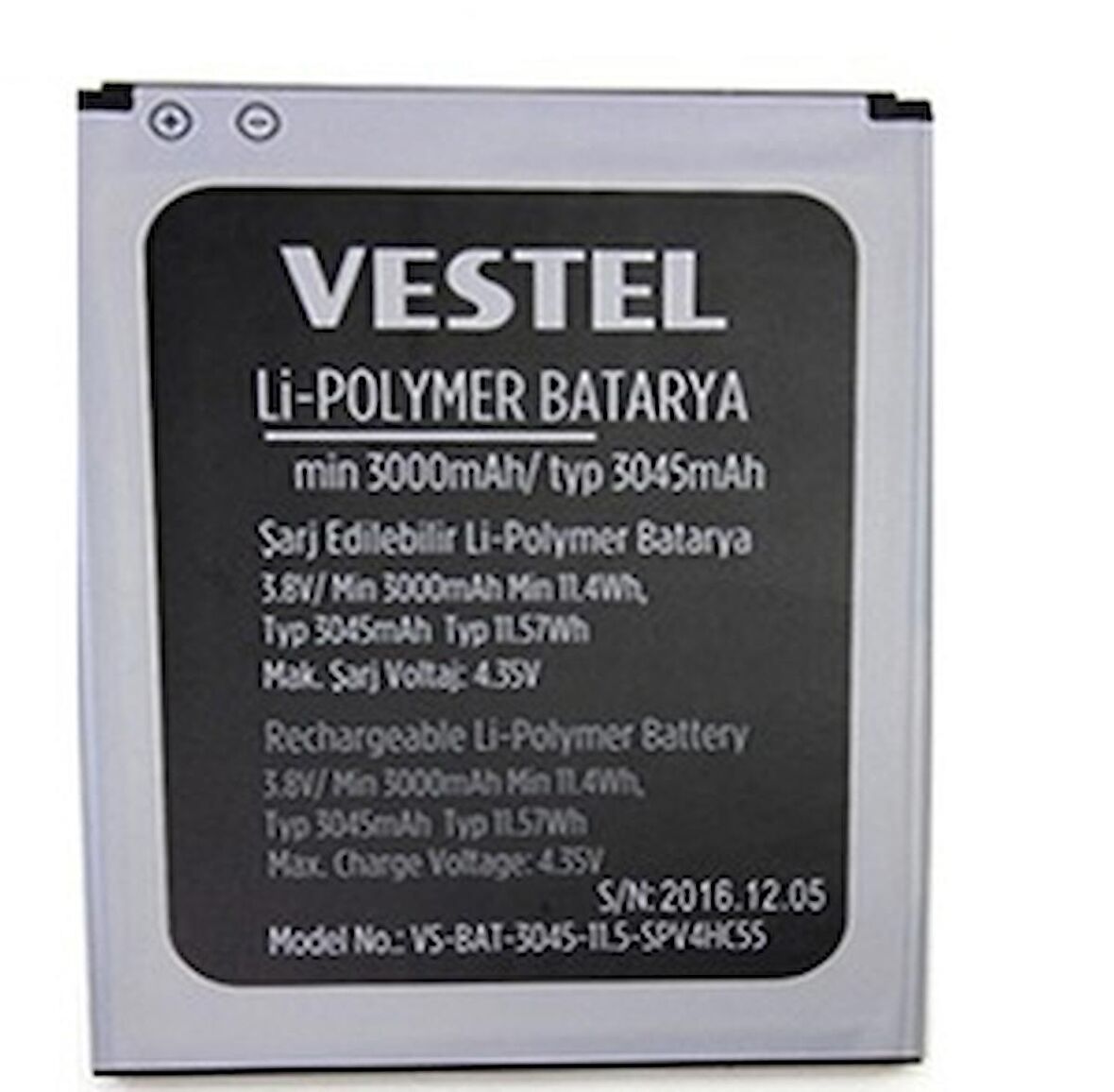 Vestel Venüs V3 5580 Pil -Batarya 3000 mAh