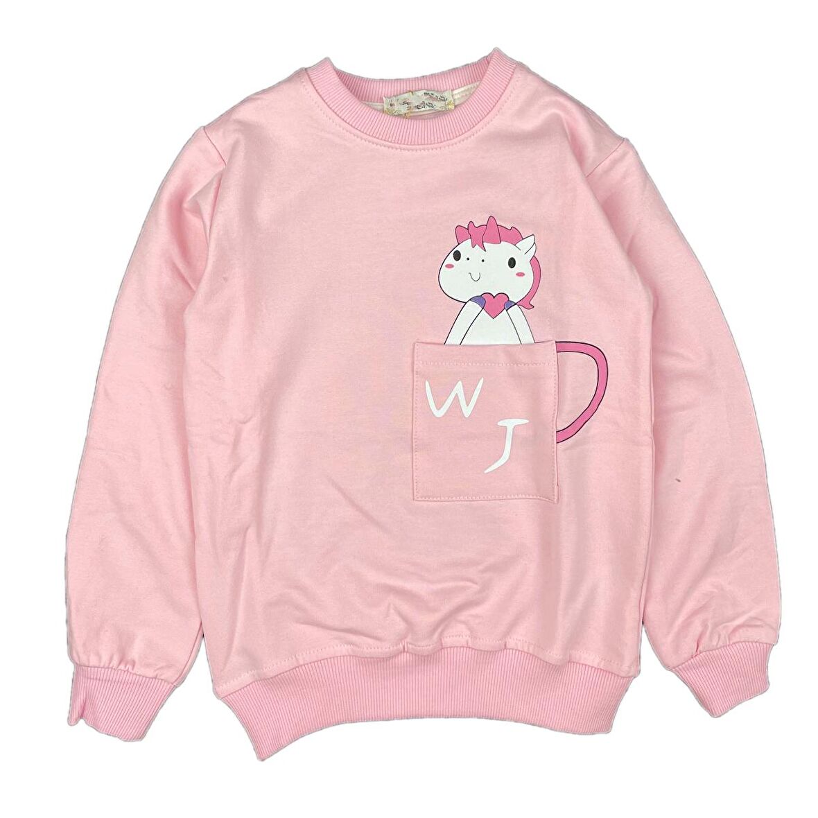 Kız Çocuk Mevsimlik Cepli Sweatshirt Unicorn Baskılı