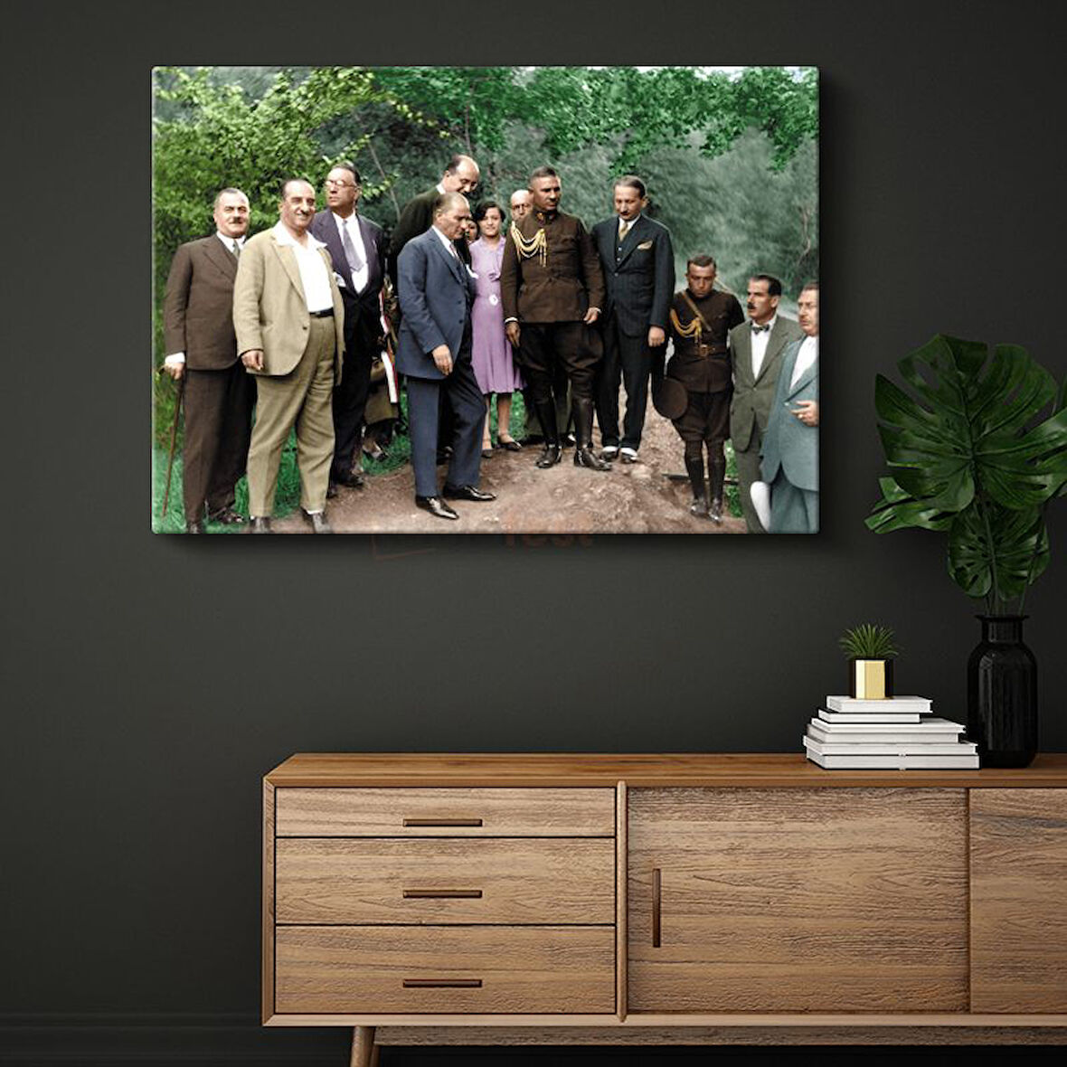 Atatürk ve Devlet Erkânı - Cumhuriyet Dönemi Kanvas Tablo