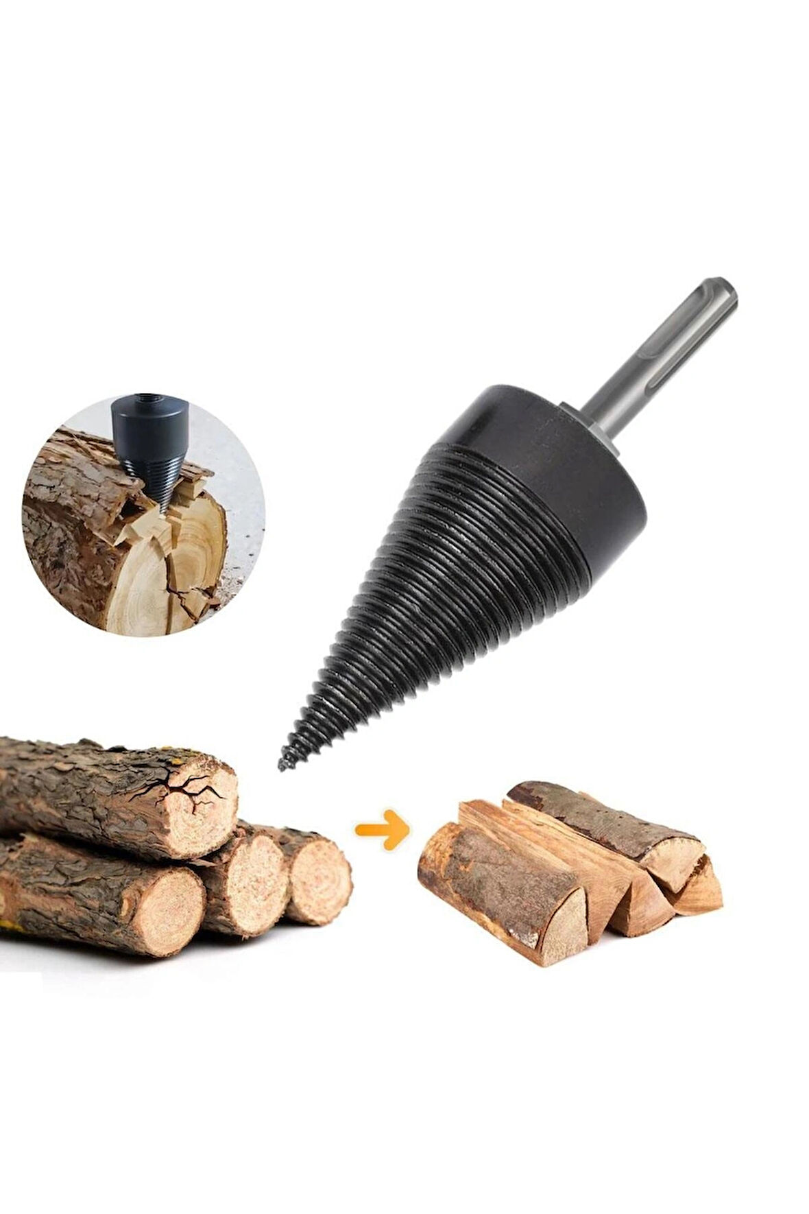 Ahşap Şöminelik Odun Kütük Ayırma Yarma Matkap Ucu 49 mm