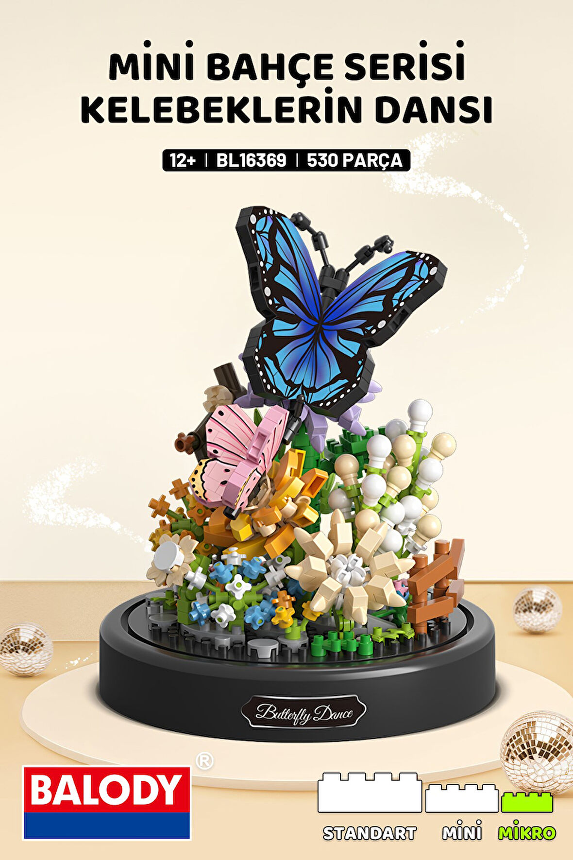 Balody Mini Bahçe Serisi Kelebeklerin Dansı Yapı Bloğu Seti (530 Parça)