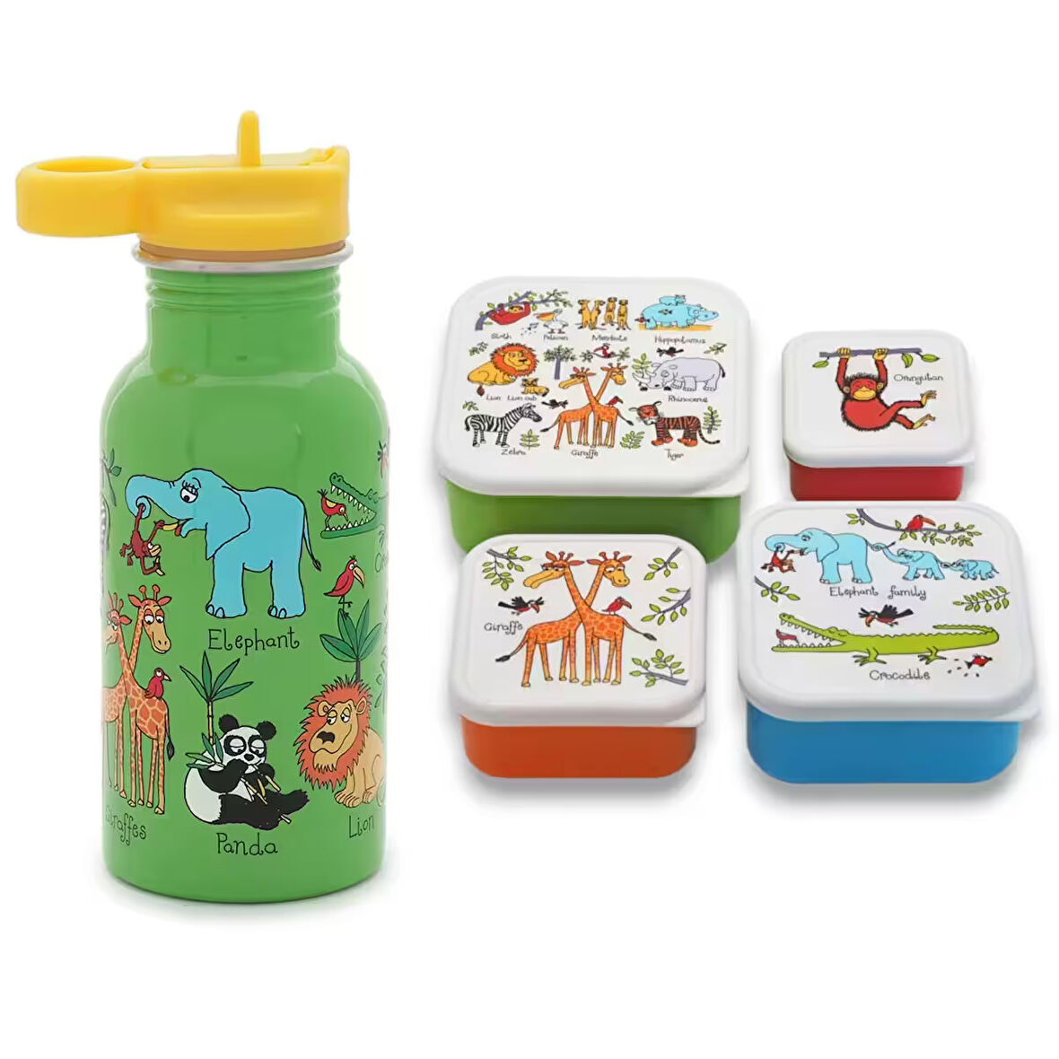 Çelik Matara 400ml  / 4 lü Beslenme Kutusu JUNGLE