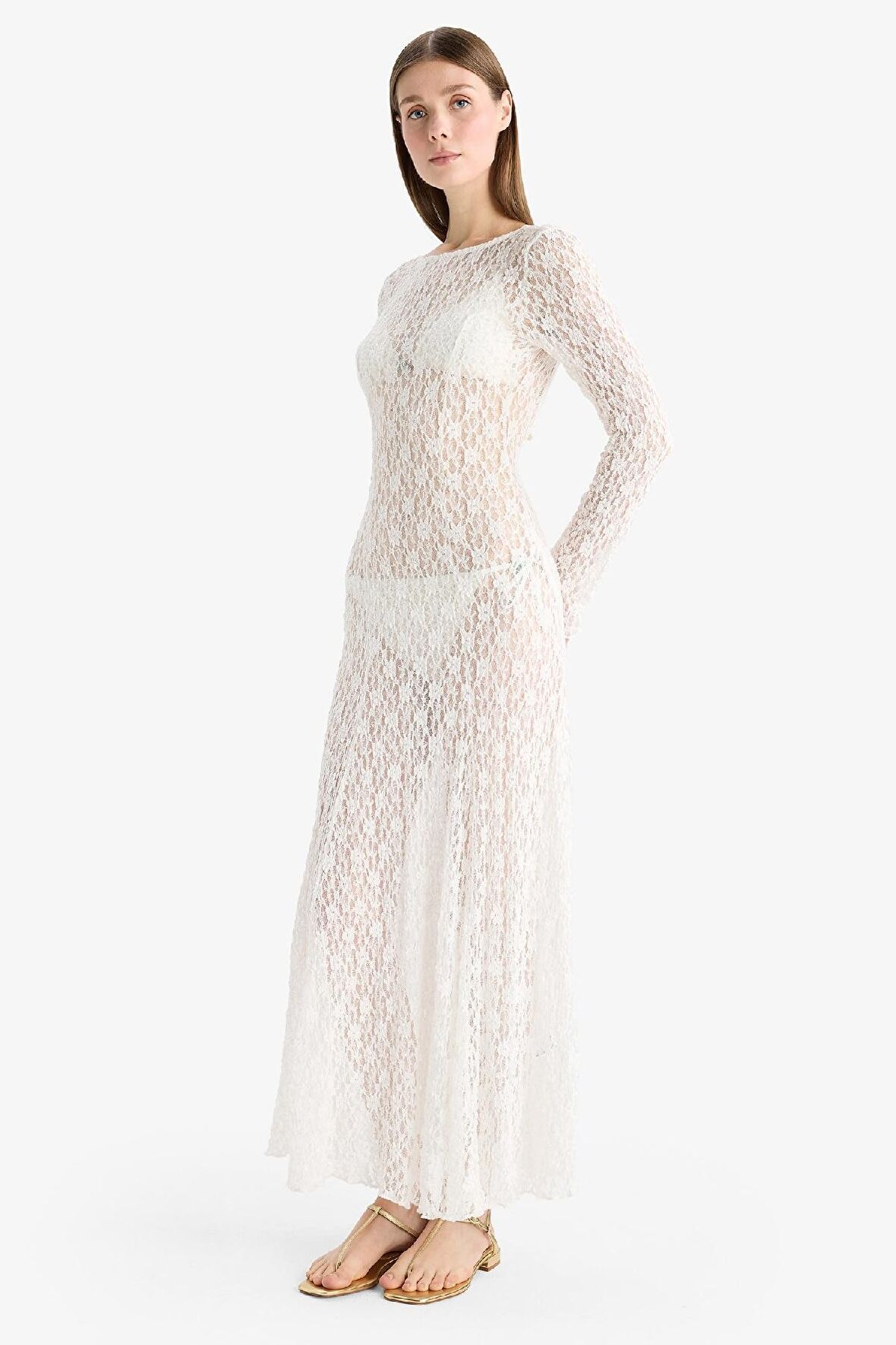 DeFacto Regular Fit Dantel Plaj Elbisesi-Fall in Love E5106AX25SPWT34