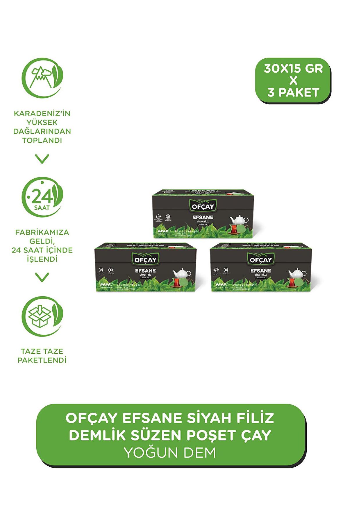 Ofçay Efsane Filiz 30 x 15gr Demlik Poşet Çay X 3 Adet