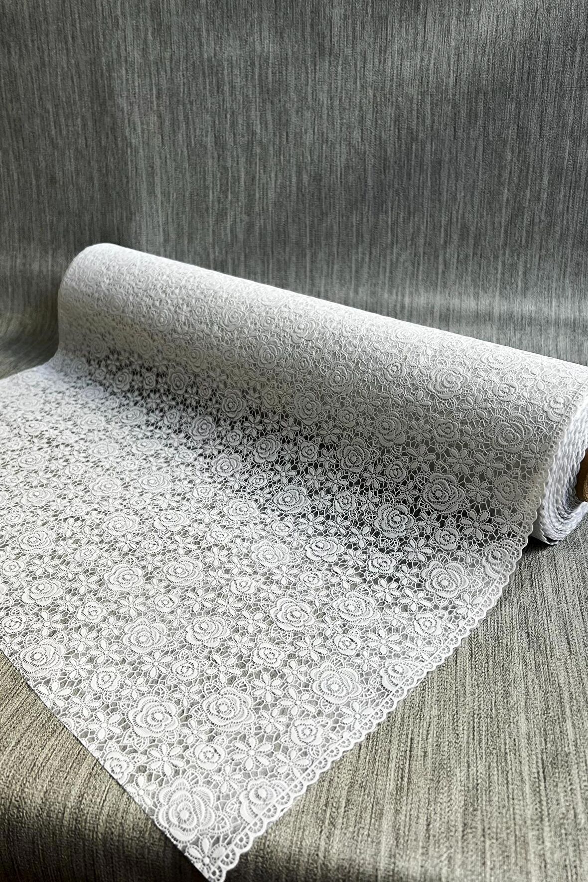 Pvc Şeffaf Dantel Raf Örtüsü - Gül_1010-A