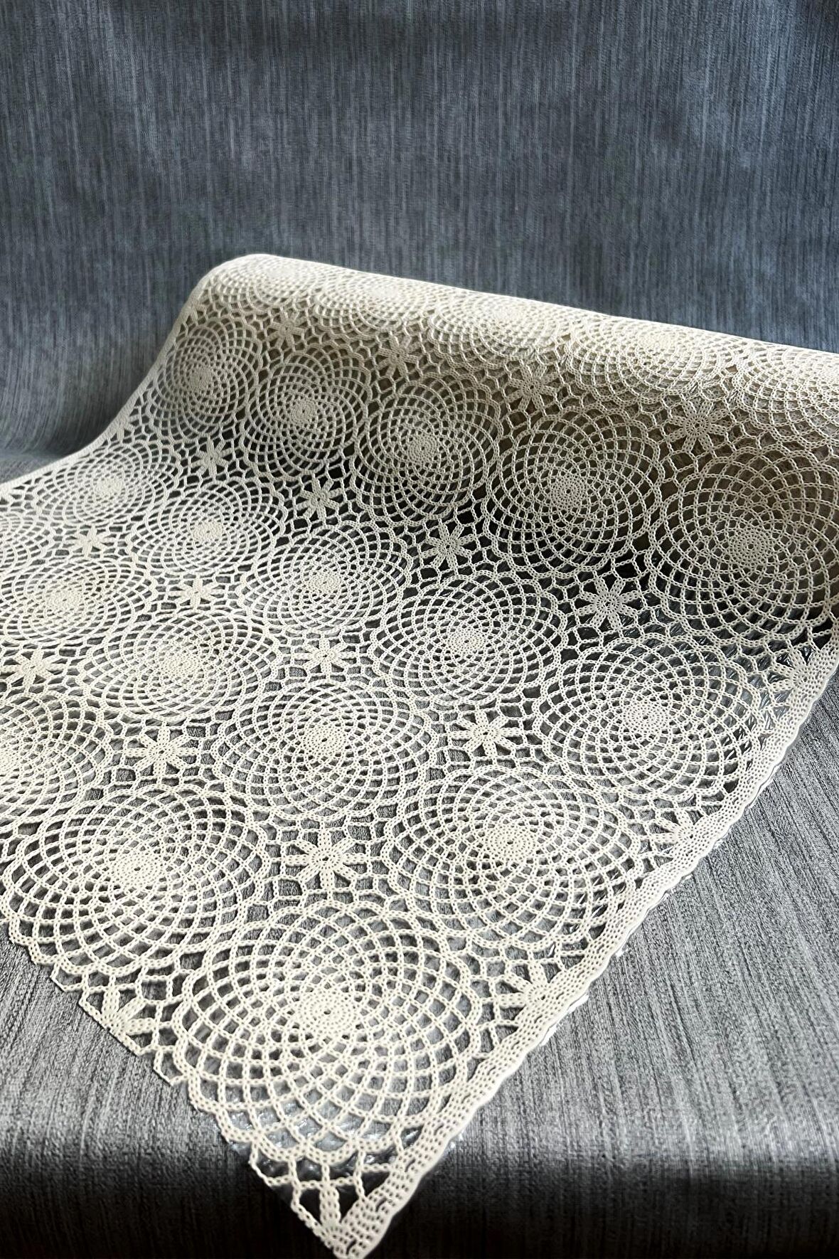 Pvc Şeffaf Dantel Raf Örtüsü - Geometrik_1009-D
