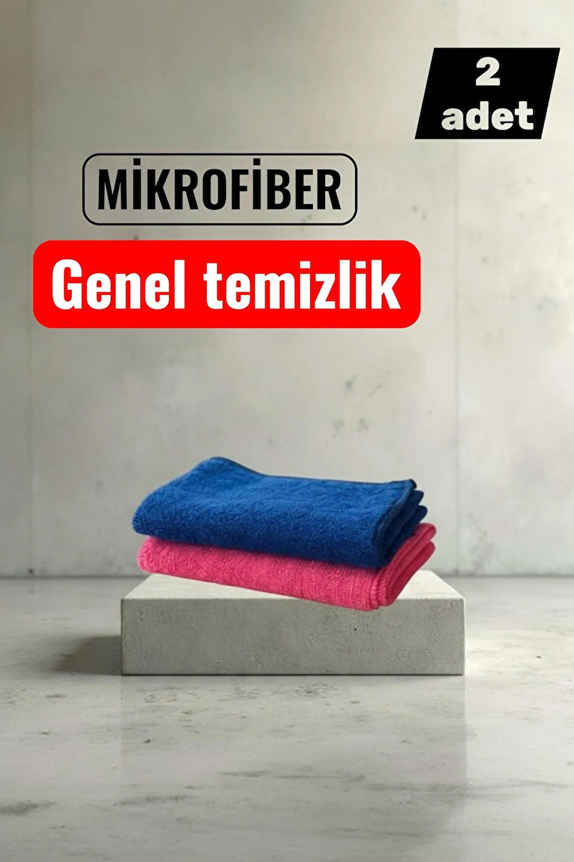 2'li Mikrofiber Temizlik Bezi 40x40 cm – Leke Bırakmaz, Yüksek Emicilik