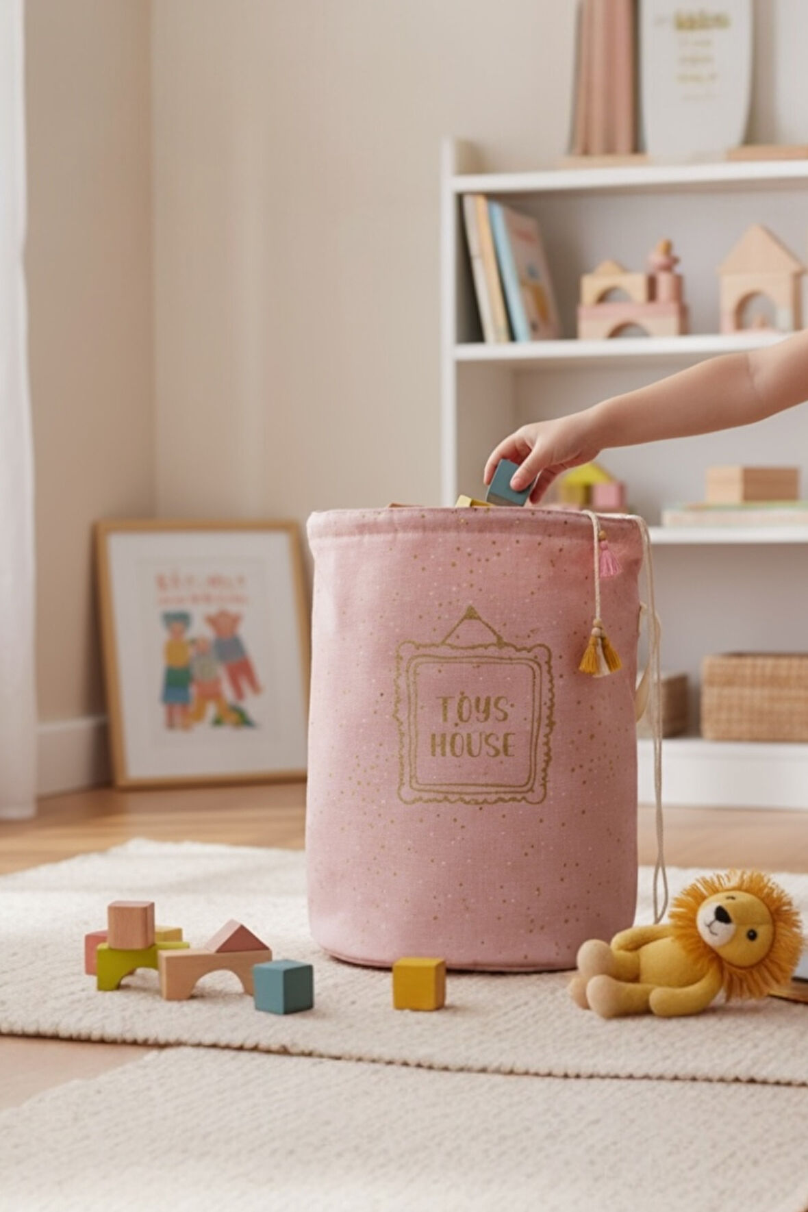 Çocuklar için Oyuncak & Çamaşır Sepeti – Mavi / Pembe, Dayanıklı 