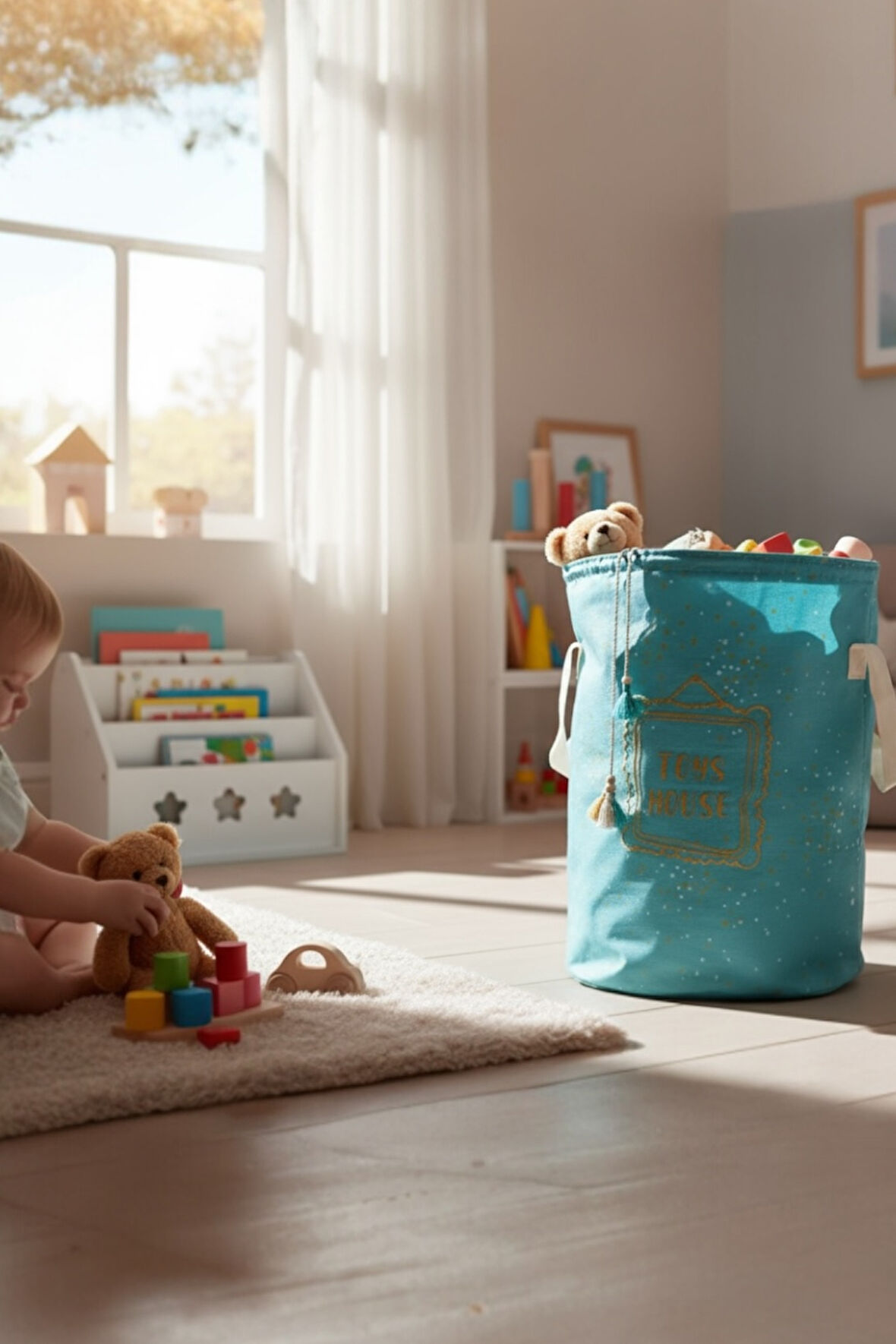 Çocuklar için Oyuncak & Çamaşır Sepeti – Mavi / Pembe, Dayanıklı 