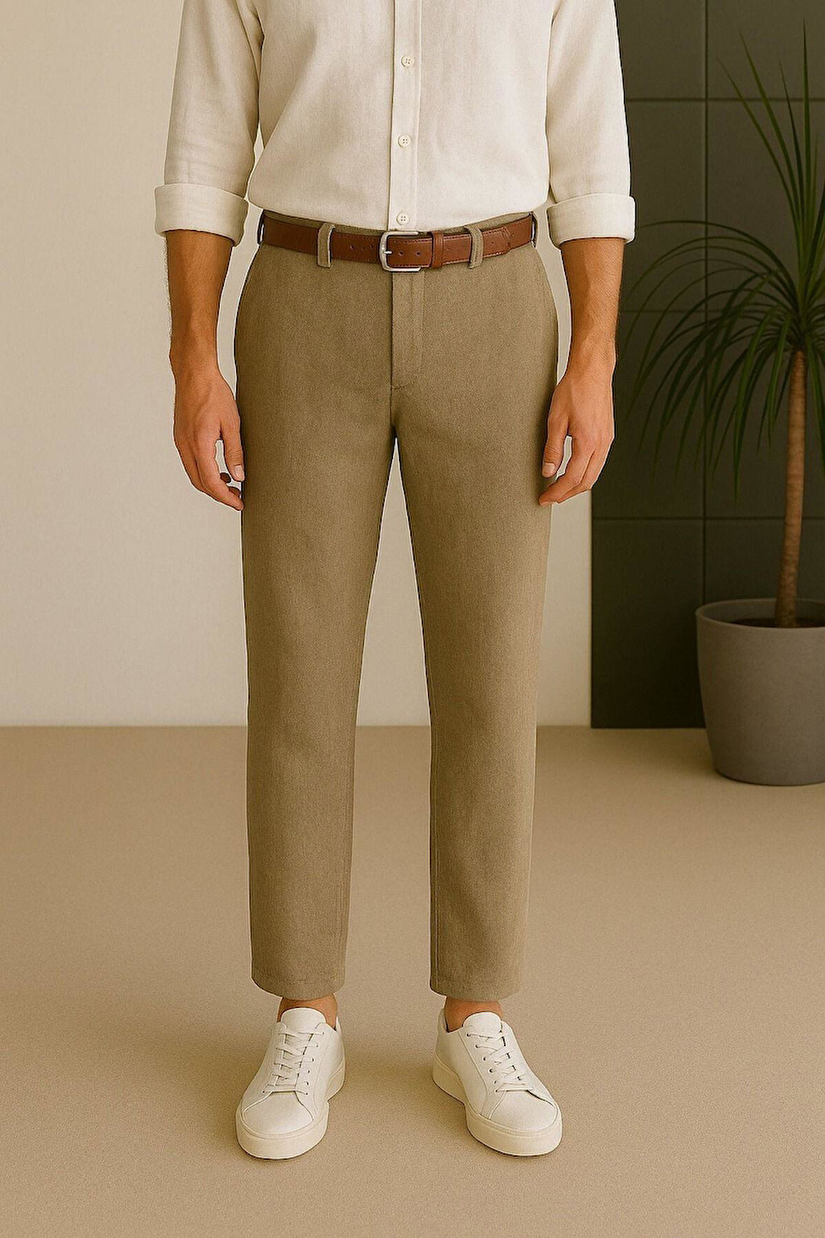 Erkek Keten Pantolon – Nefes Alabilir, Rahat Kesim Günlük Giyim -Geniş Beden Aralığı-