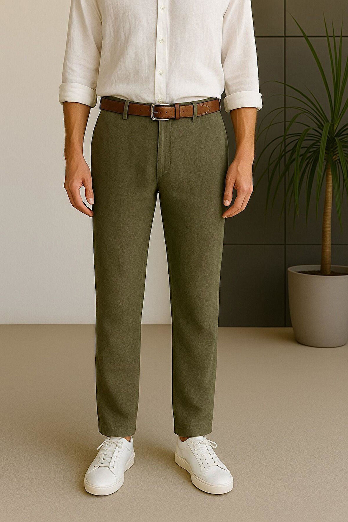 Erkek Keten Pantolon – Nefes Alabilir, Rahat Kesim Günlük Giyim -Geniş Beden Aralığı-