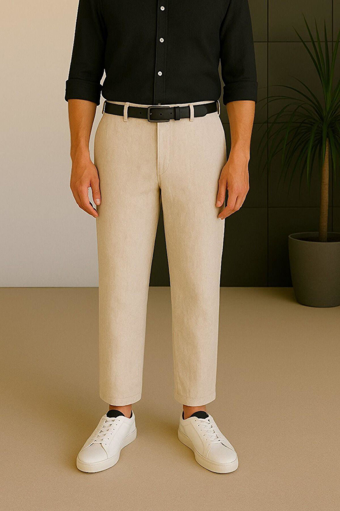 Erkek Keten Pantolon – Nefes Alabilir, Rahat Kesim Günlük Giyim -Geniş Beden Aralığı-