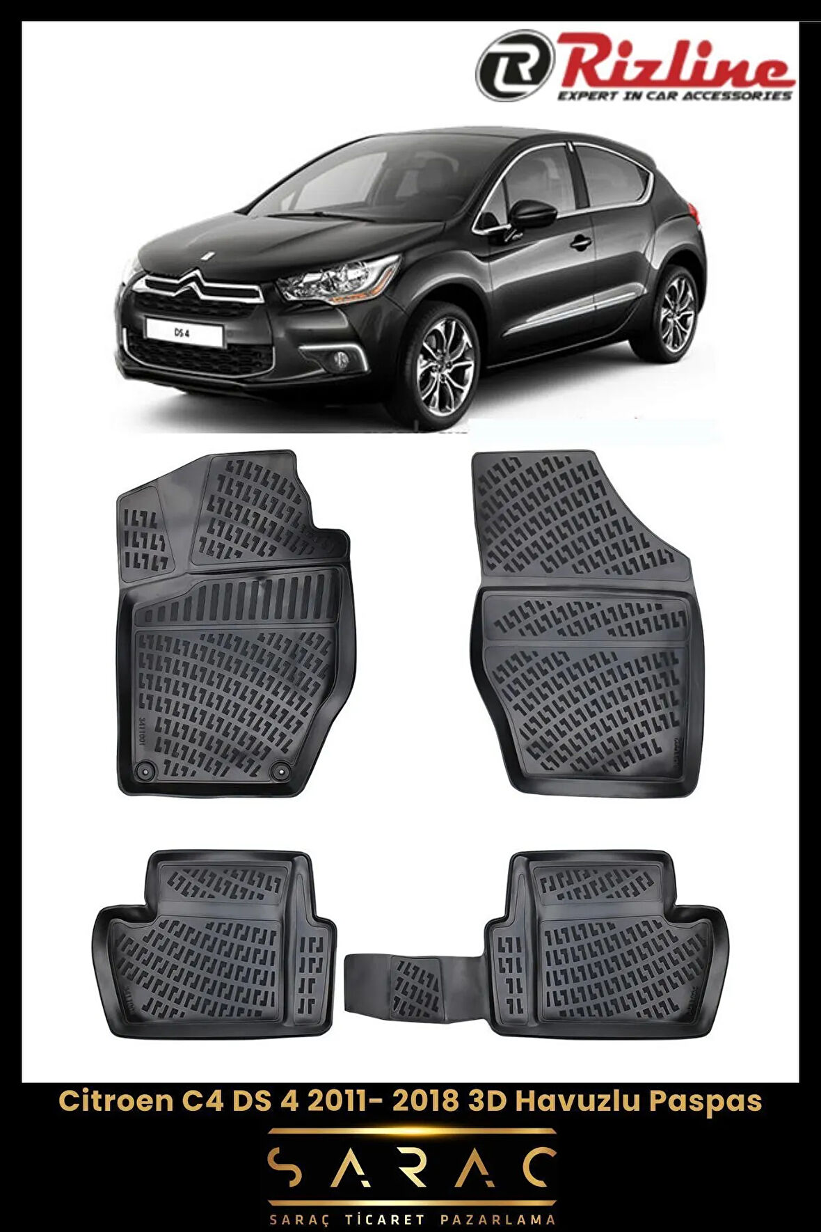 Rizline Citroen C4 2013 Model 3D Havuzlu Paspas