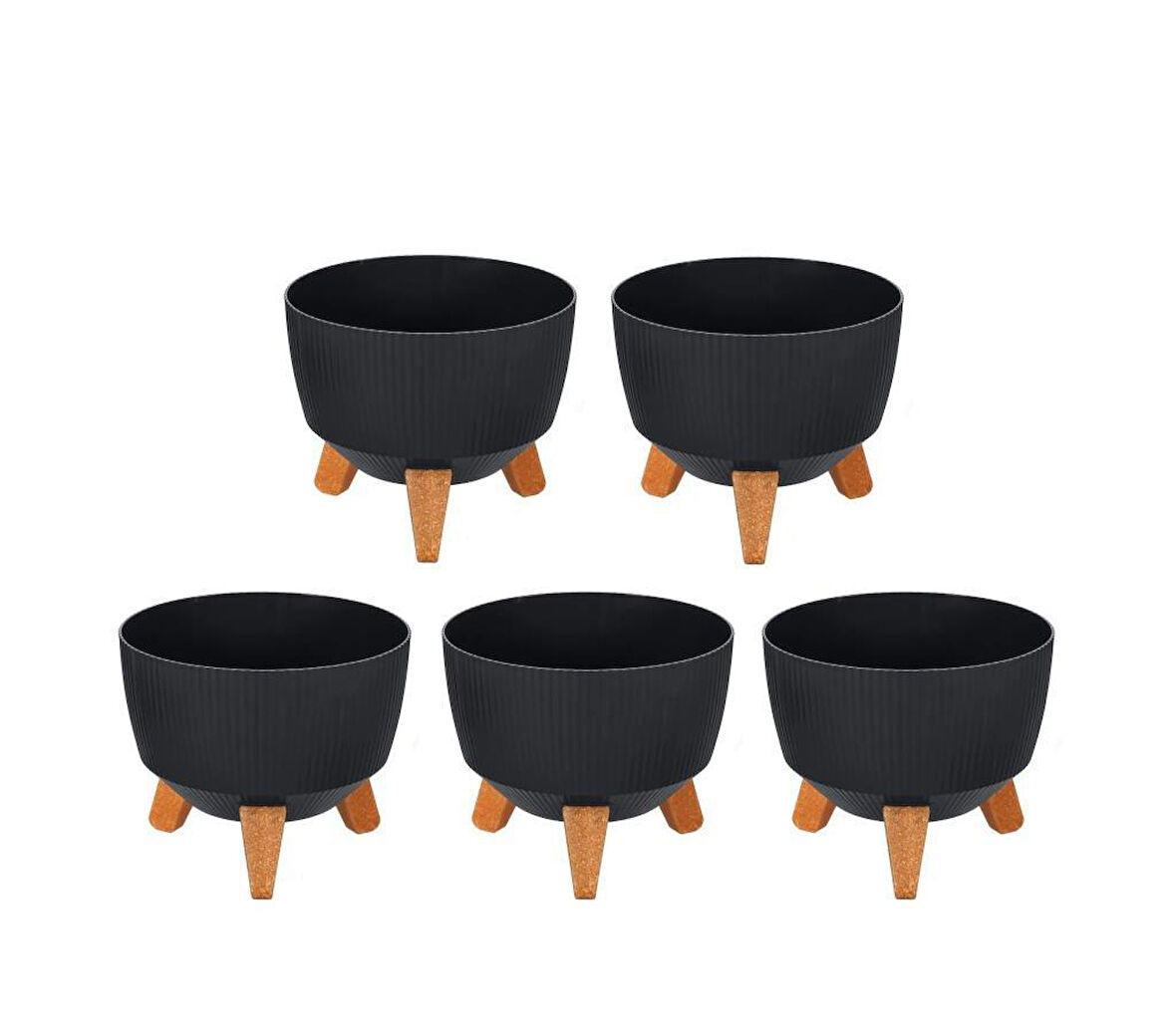 Omnipazar ELF-494 Dekoratif Ayaklı Nostalji Saksı 2.8 lt Antrasit 5 Adet 